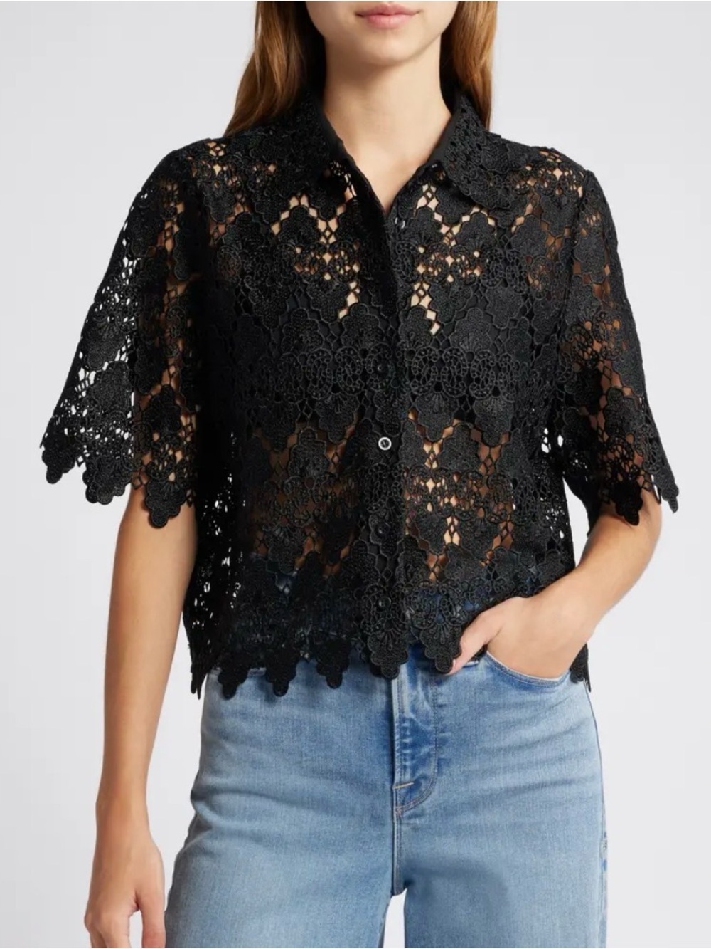 Frame The Deco Eyelet Top, size XS, NWT